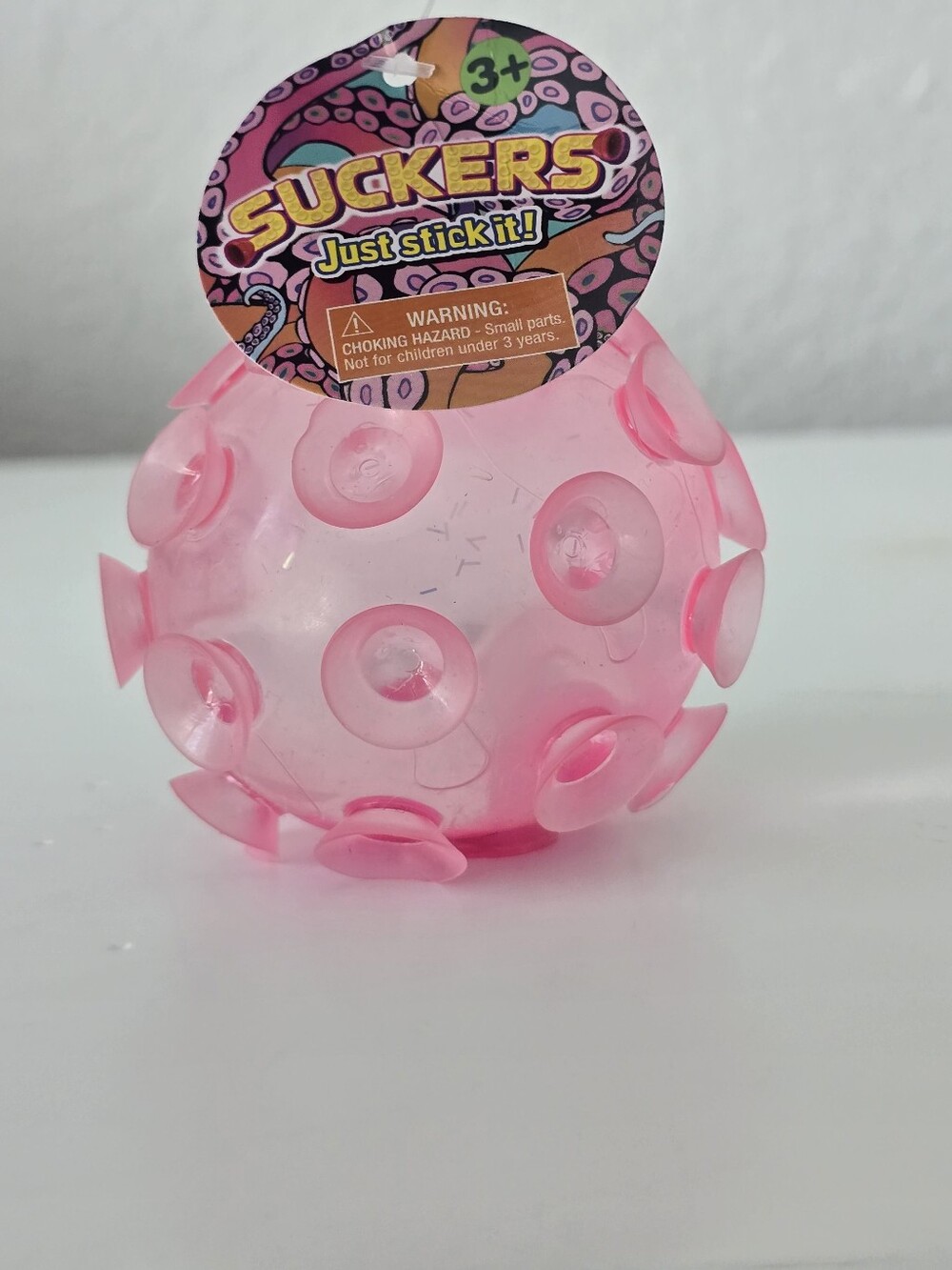 Suckers Suction Ball Fidget Toy Pink 3+ NWT Stick To Walls